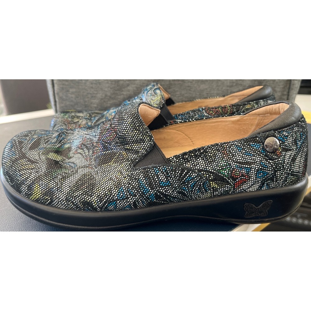 Alegria KEL442 Women's Slip On Shoes Multicolor Pattern Leather Upper Sz 39